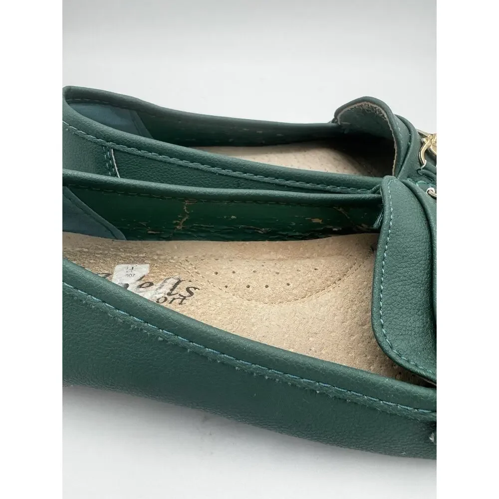 Women’s Green Horsebit Loafers Comfort Slip-On Flats Size 6